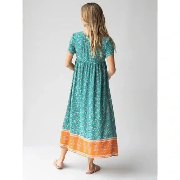 Natural Life Avery Midi Shirt Dress sz M BOHO Babydolll Pockets Cottagecore NEW - Picture 2 of 16